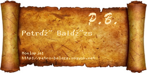 Petró Balázs névjegykártya